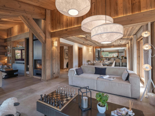 Chalet moderne pour 10 en plein Megève avec terrasse, jardin